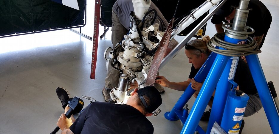 Jamie working on Netflix landing gear with the FP-300 — Burbank, California
